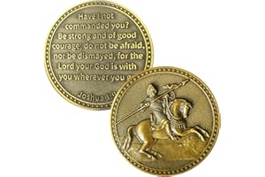 YAKIN SHOP Christian Warrior Challenge Coin Strength and Courage Pocket Token Bible Verses Gift