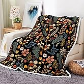 Boho Throw Blanket,Black Throw Floral Blanket,Fall Multicolor Floral Soft Lightweight, for Couch Bed Home Decoration,All Season 60X80 Inches.