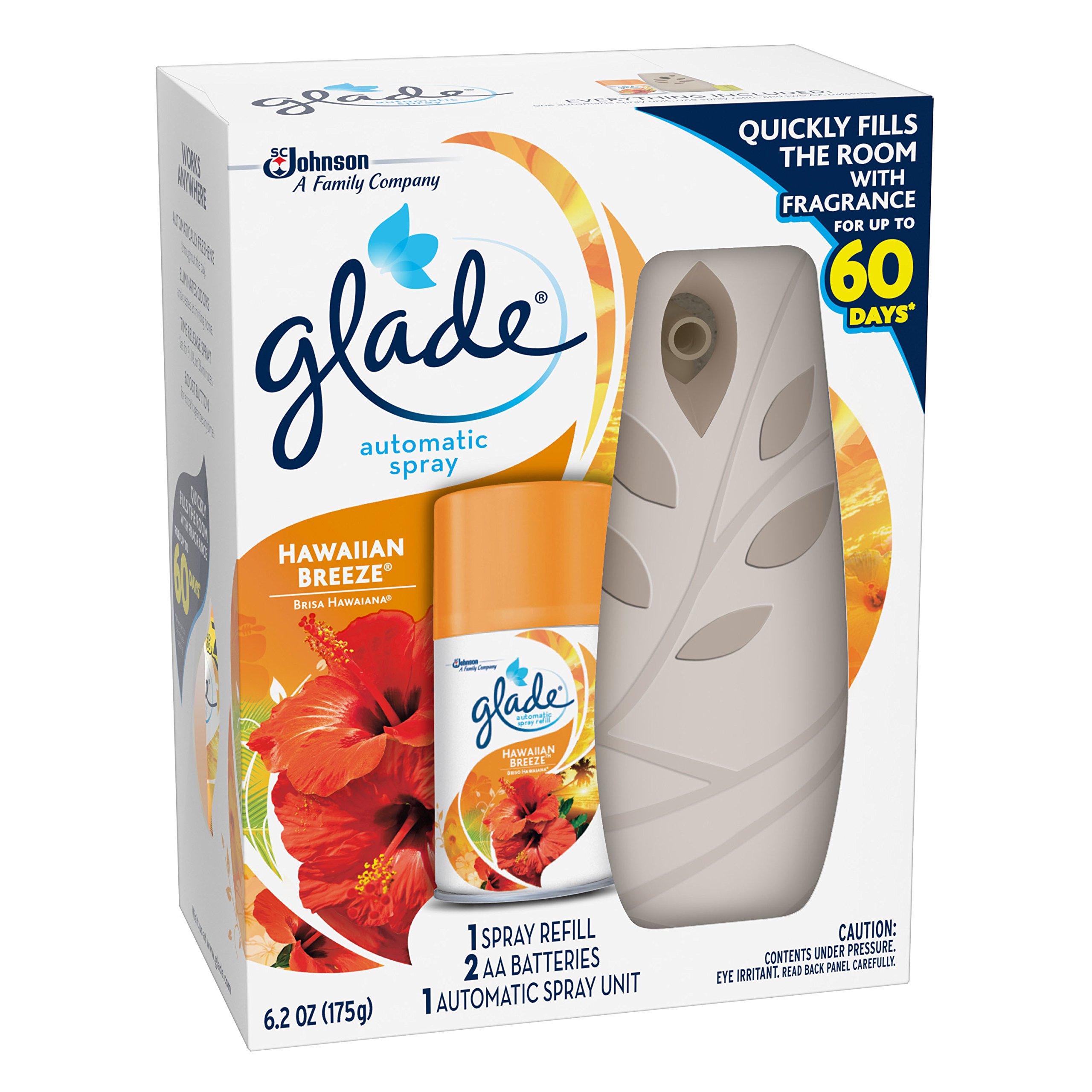Glade Automatic Spray Air Freshener Starter Kit, Hawaiian Breeze, 6.2