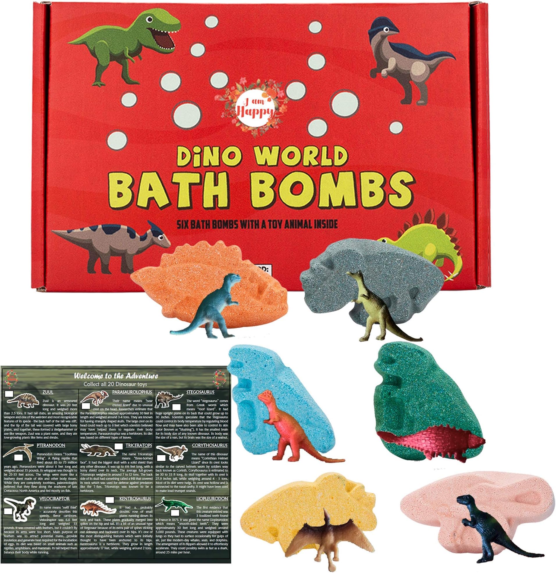 Dinosaur Bath Bombs for Kids with Surprise Inside: Dinosaur Toys for Boys and Girls. Educational STEM Toys for 3 4 5 6 7 8 years old includes Learning Guide. Dinosaur Playset and Science Kits for Kids