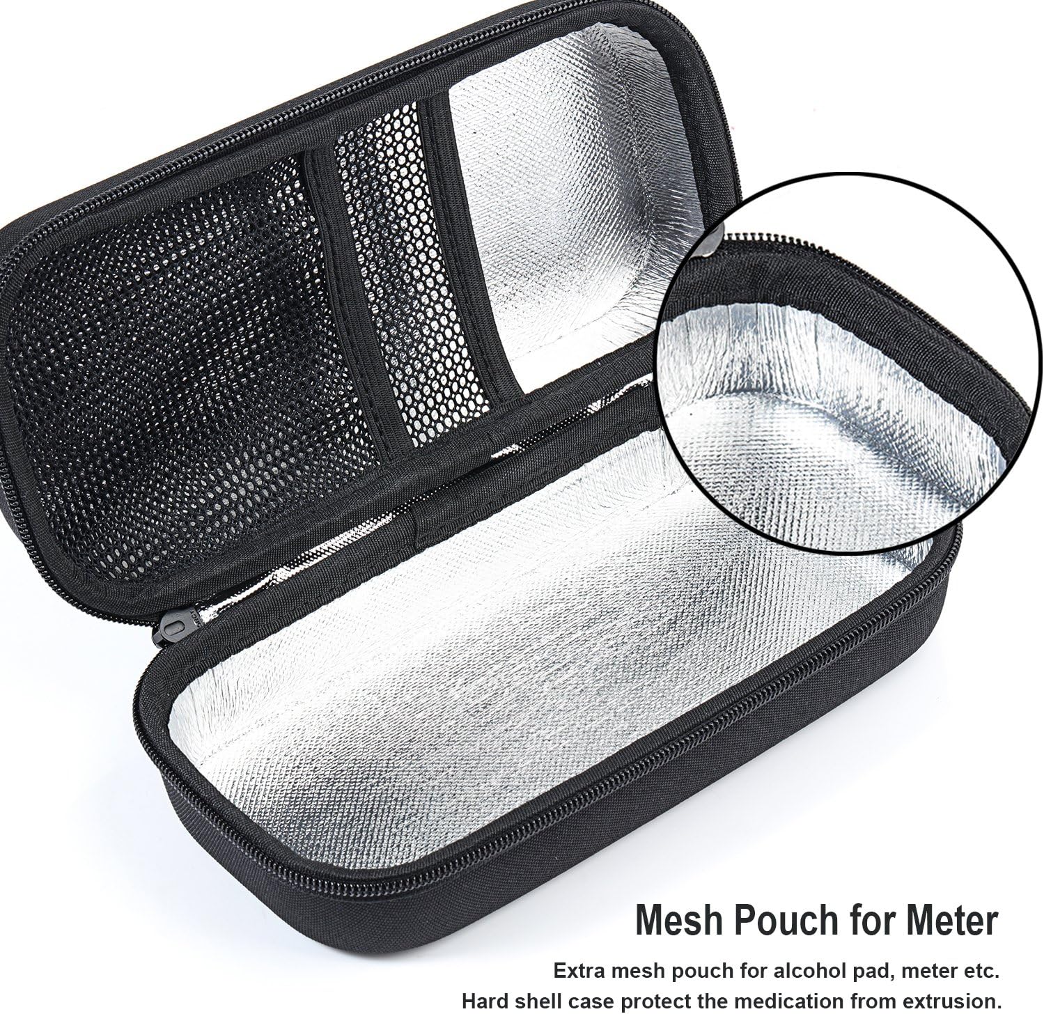 Hard Shell Diabetes Bag Insulin Cooler Case Cool Storage with Temperature Display for Temperature-Sensitive Medical Supplies (Black): Health & Personal Care