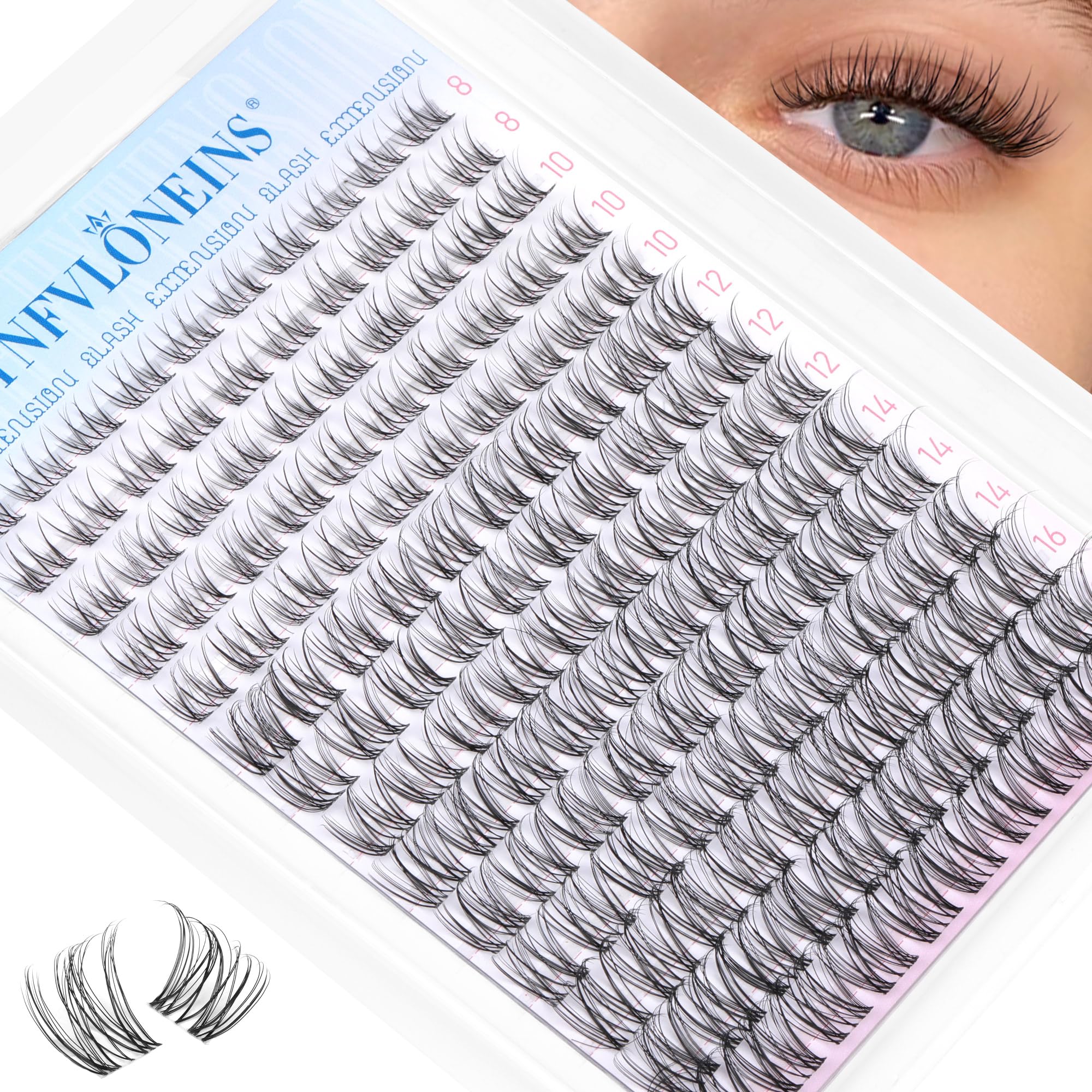 Photo 1 of Wispy Lash Clusters Natural Eyelash Clusters Clear Band Cluster Eyelash Extensions CC-Curly Individual Lashes Clusters 8-16MM Lash Extension DIY Cluster Eyelashes Pack by TNFVLONEINS