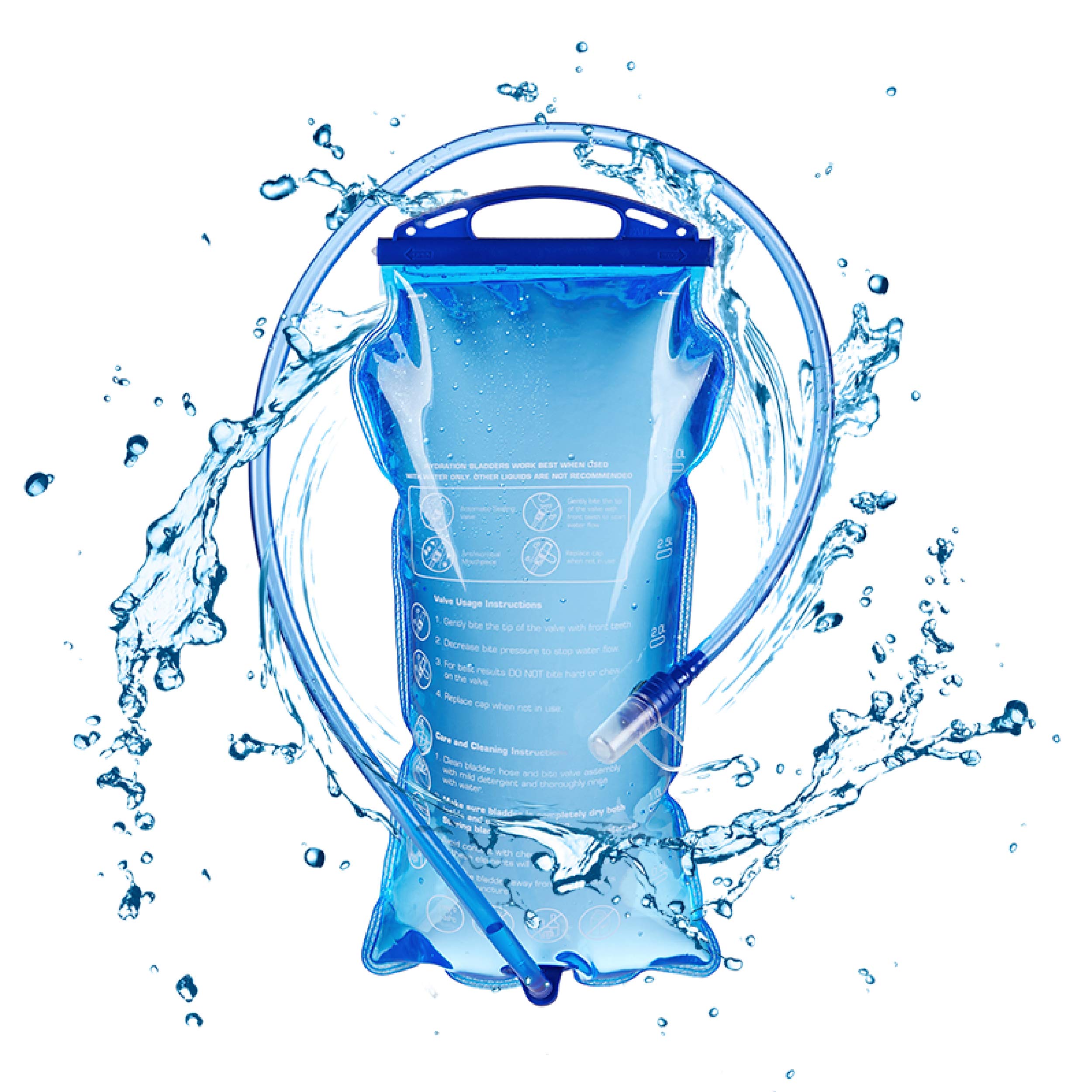 TRIWONDER Hydration Bladder Water Bladder Leakproof Water Bag Folding Soft Flask Hydration Pack for Running Cycling Hiking Camping (B# PEVA - 2L)