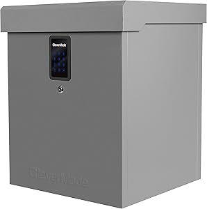 CleverMade Parcel LockBox S100 Series: Secure Package Delivery Box with Reinforced Steel Construction, Digital Lock & Ground Anchoring System For Online Shopping Deliveries, Grey