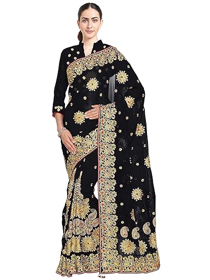 Womens Faux Georgette Saree with Blouse Piece