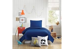 URBAN PLAYGROUND All Seasons Astor Blue Quilt Set - 2 Piece Soft Brushed Microfiber Kids Bedding Set for Boys/Girls - Machine Washable (Twin)