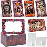 50 Pack Day of The Dead Picture Frames Dia De Los Muertos Decor | Altar Ofrenda Mexican Skull Flower Paper Photo Frames, for dia de los muertos altar Wall Hanging, Tabletop Display Supplies