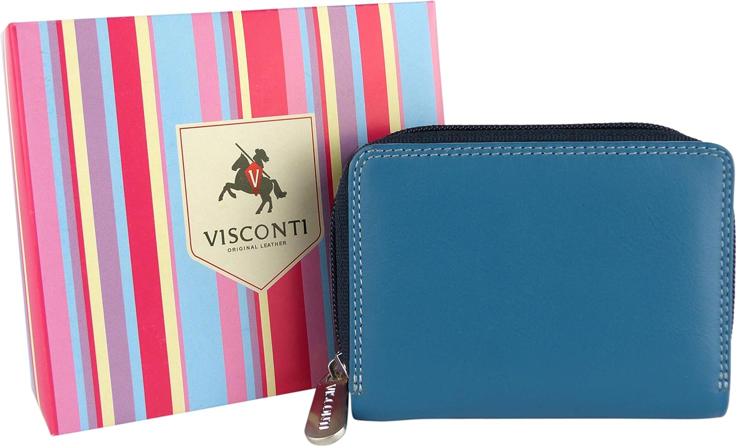Visconti Ladies Compact Leather Purse/Wallet Shades of Colours Gift Boxed Fashion (Shades of Blues) - Image 5