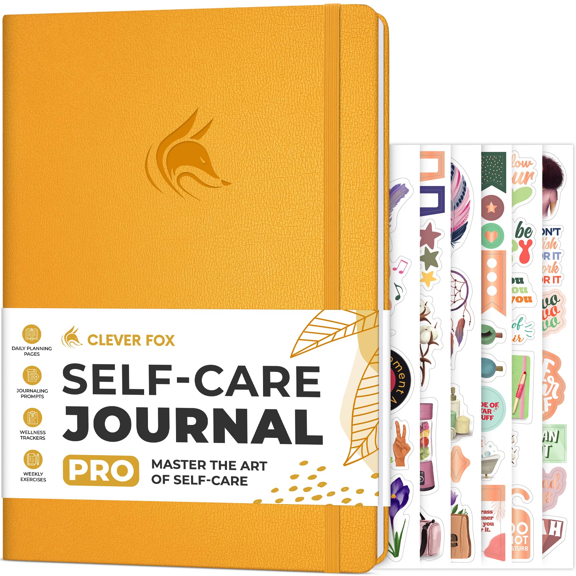 Clever Fox Self-Care Journal PRO – Wellness & Daily Reflection Notebook – Mental Health, Meditation & Mood Journal for Women, 18 x 25.5cm (Amber Yellow)