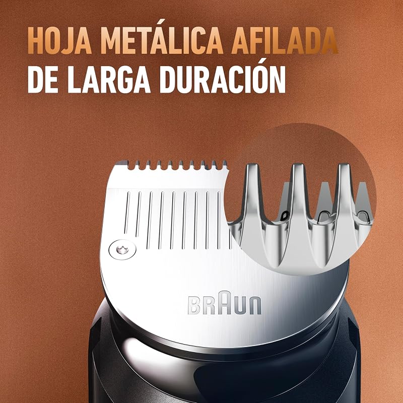 Aparador de barba masculino, aparador de cabelo 3 em 1 com 5 pentes laváveis, escova de limpeza, capa e carregador, aparador sem fios com lâmina afiada para a vida toda a vida