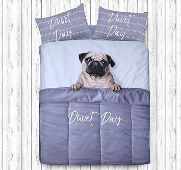 Sleep Down Bettwäsche-Set für Einzelbett, Baumwolle, Mops: Amazon.de