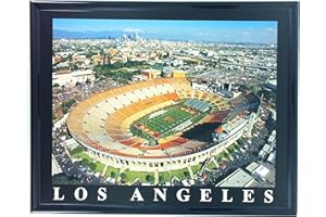 BLOWOUTBARN Los Angeles Coliseum - USC Trojans & UCLA Bruins Football - Framed Print from Dramatic Aerial Photograph. Treasured Collector Lithograph of Iconic Olympic Stadium.
