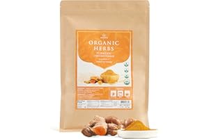 HOMTIEM Organic Turmeric Root Powder, 1 LB, Fresh Curcumin Ground Powder, Superfood, Vegan, Gluten Free, Non GMO, No Additives, Simply for Healthy Recipes and Beverage