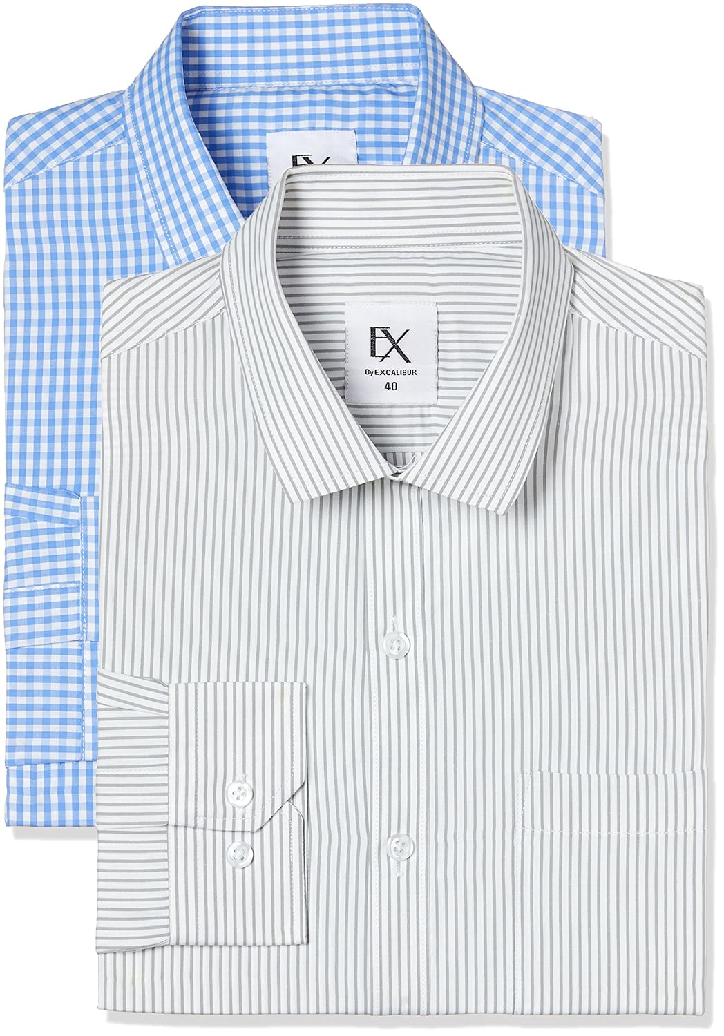 ex by excalibur men's solid regular fit formal shirt (pack of 2)