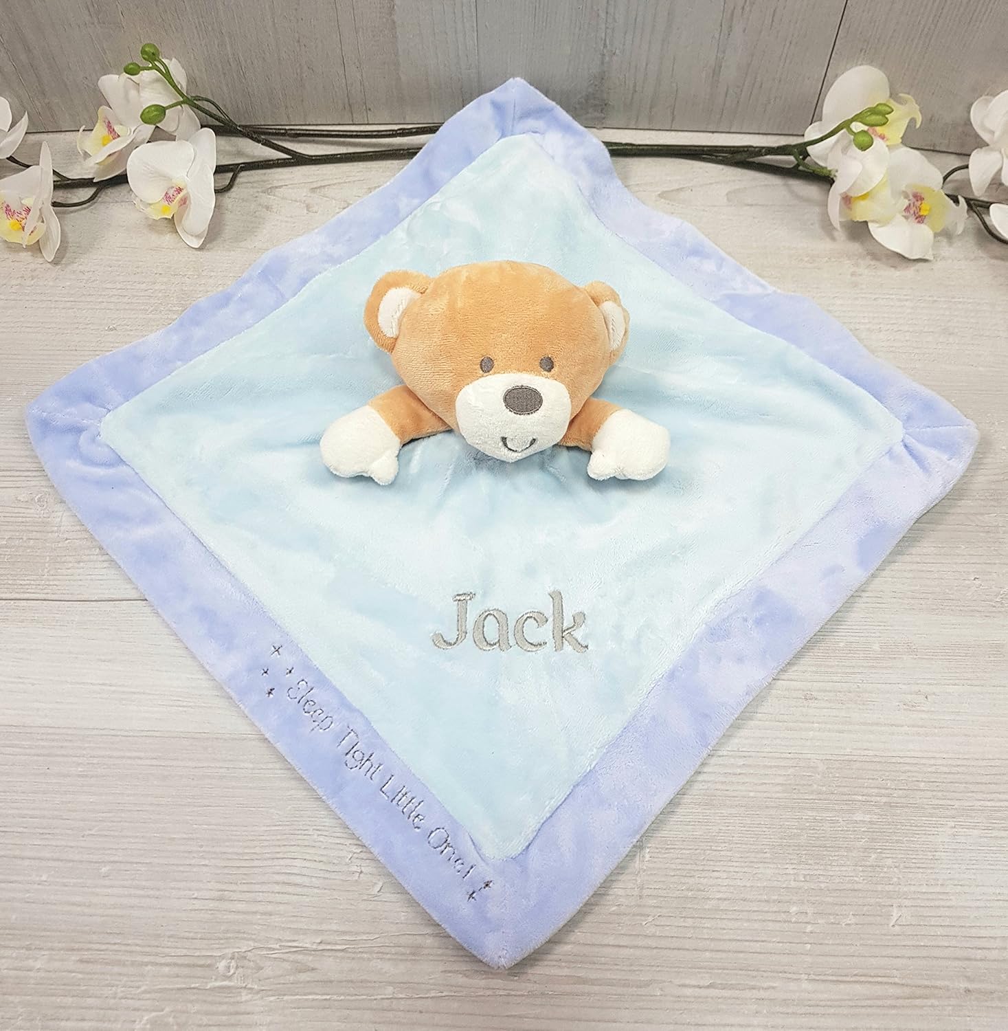 Personalised Embroidered Hoolaroo Baby Teddy Blankie Comforter