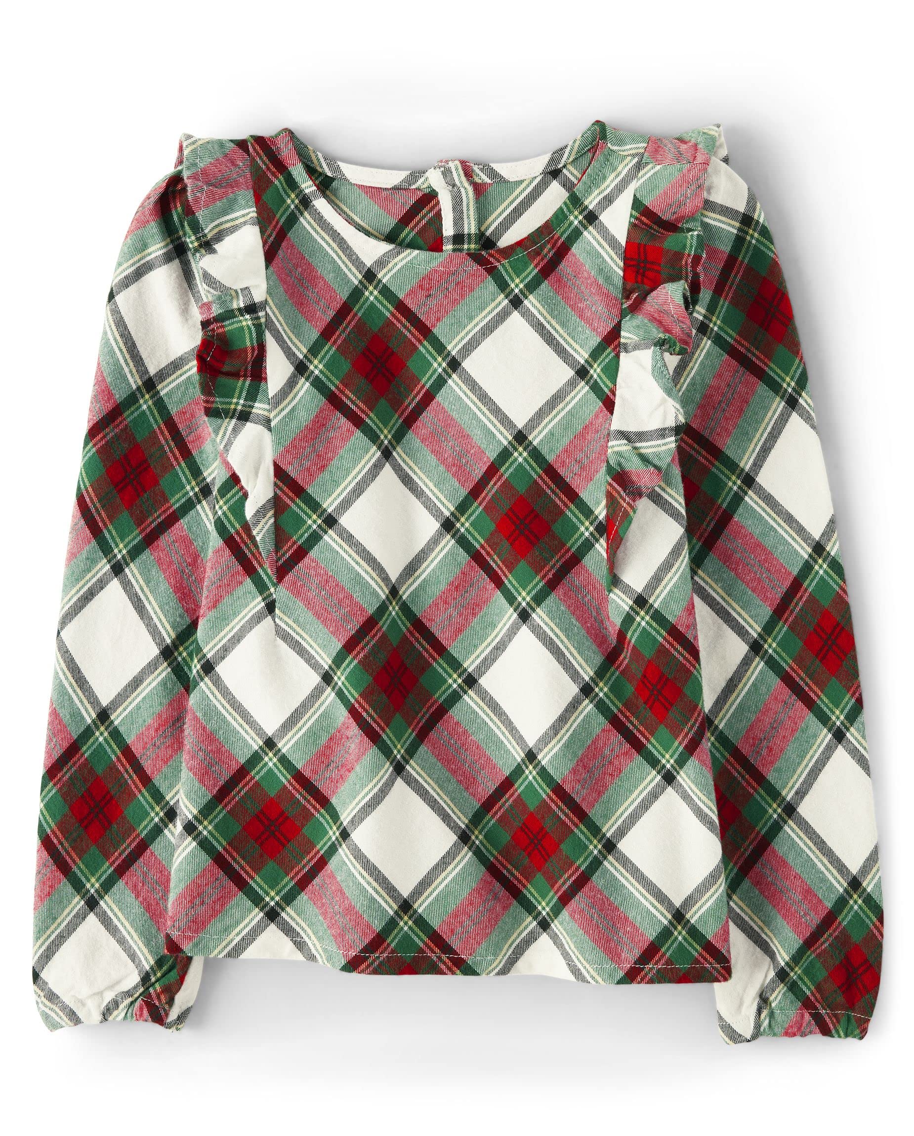 Gymboree,and Toddler Printed Long Sleeve Shirts,Christmas Plaid,2T