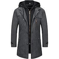 FTCayanz Men's Wool Coat Winter Slim Fit Pea Coats Single Breasted