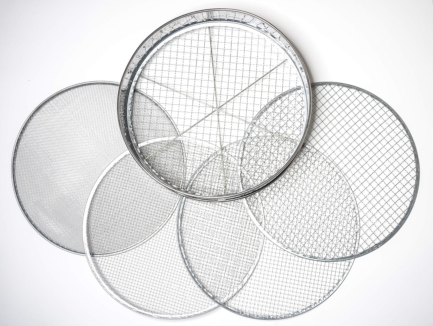 GreenTouch Siebhelden24 - Gartensieb/Erdsieb/Kompostsieb aus Edelstahl + 5 Verschiedene Siebeinsätze - aussieben von Erde Kompost- Aussehen von Saatgut