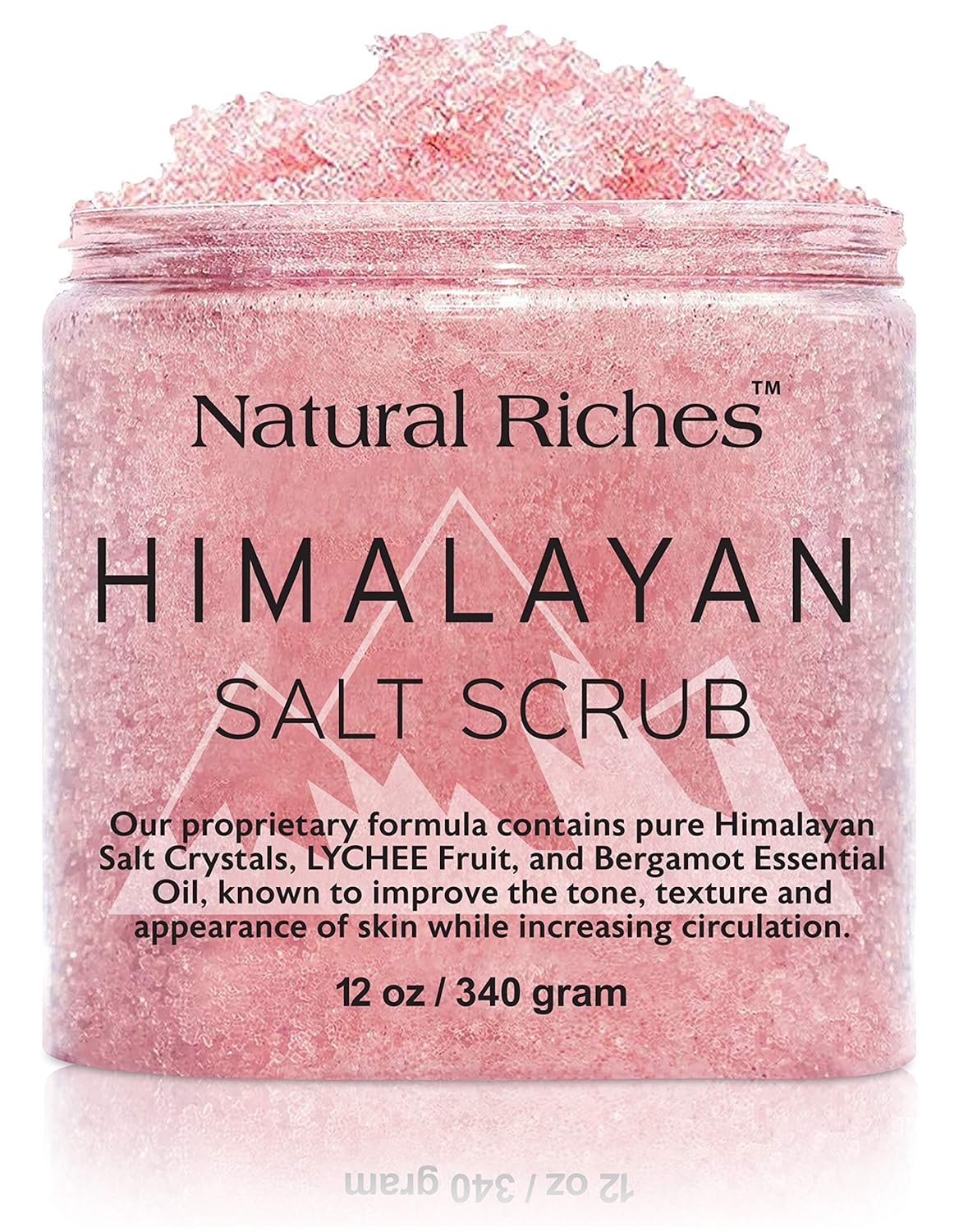 Natural Riches Himalayan Salt Body Scrub - (12 Oz / 340 gm) - Deep Cleansing Exfoliator, All-Natural exfoliate with Vitamin C, Bergamot and Lychee Essential Oils : Beauty