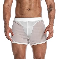 FIROTTII Mens Mesh Shorts Sexy Boxers See Through