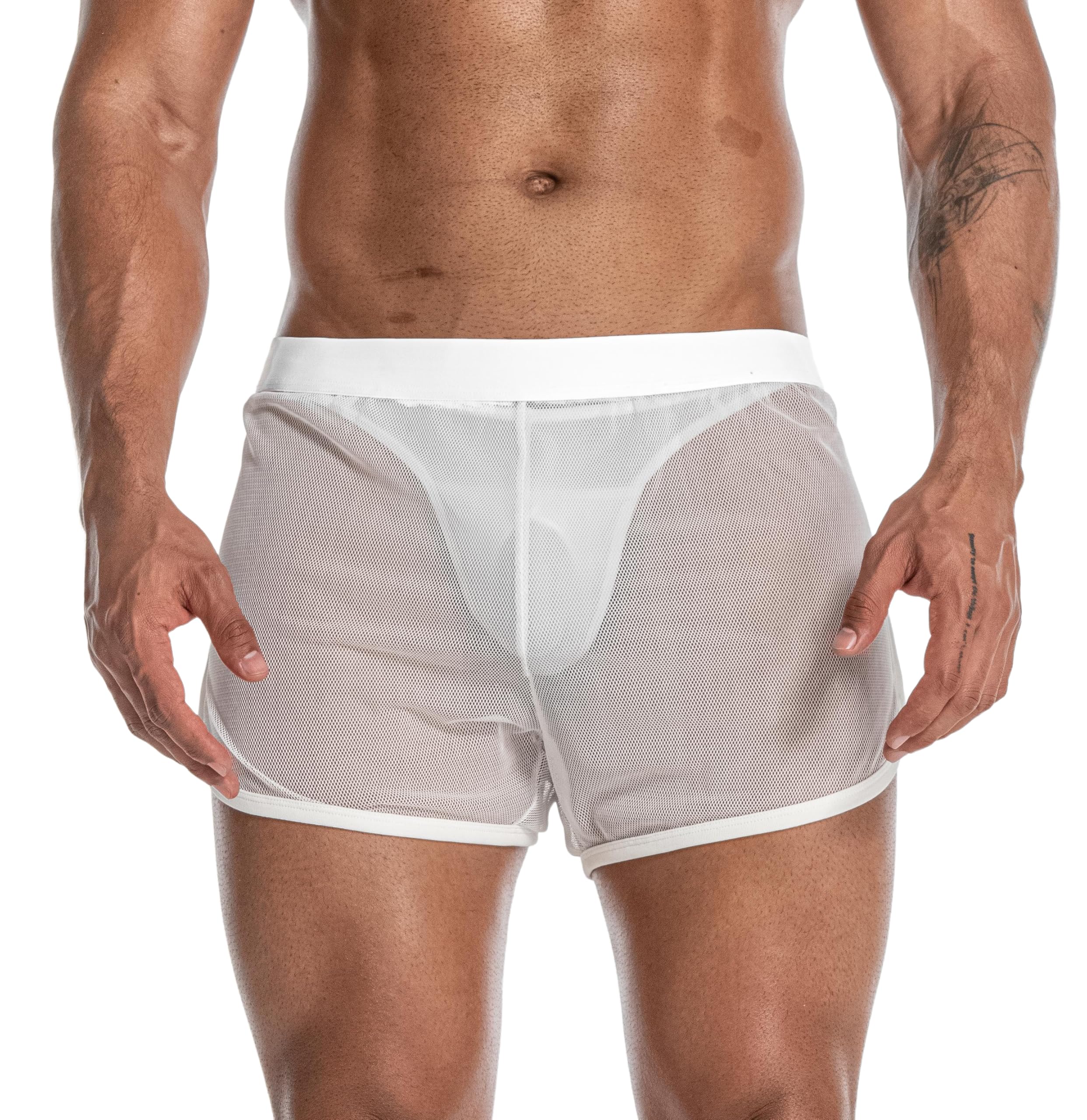 FIROTTII Mens Mesh Shorts Sexy Boxers See Through