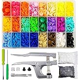 TmppDeco Plastic Snaps with Snap Pliers, 460 Sets 24-Colors Snap Buttons for Sewing, Snap Fasteners Kit for Sewing, Clothing,