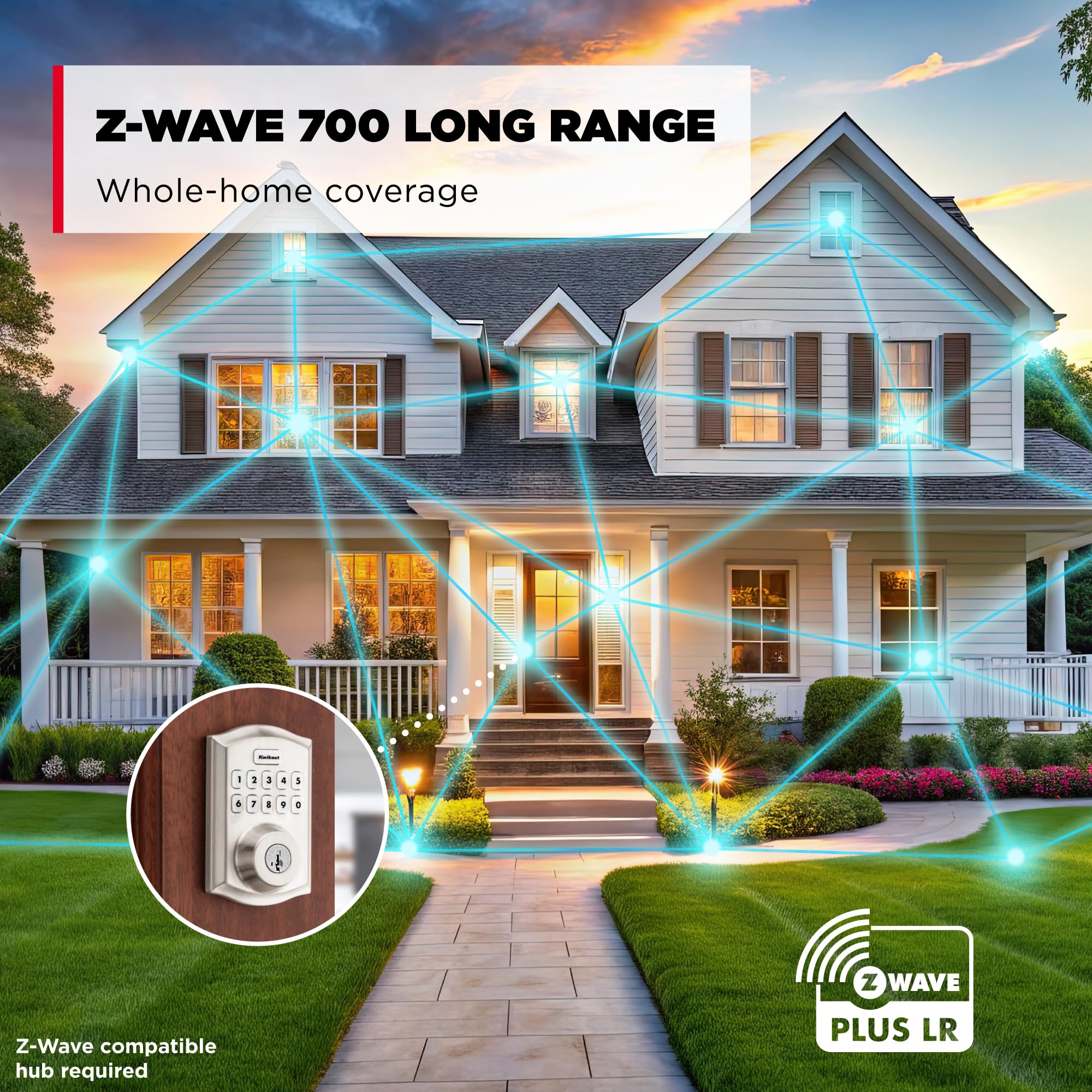 Kwikset HomeConnect 620 Z-Wave Long Range Enabled Keypad Smart Lock Convenient Keyless Entry, Customizable User Codes, Ring Alarm Compatible, Hub Required, Sold Separately Satin Nickel Traditional