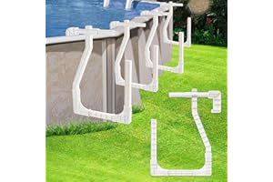 AOWALEN Solar Cover Holder for above Ground Pool, Adjustable Pool Cover Holder for Pool Solar Blanket Storage, U-shaped Pool Cover Hooks Keep Solar Blankets Off The Ground (White-4 packs)