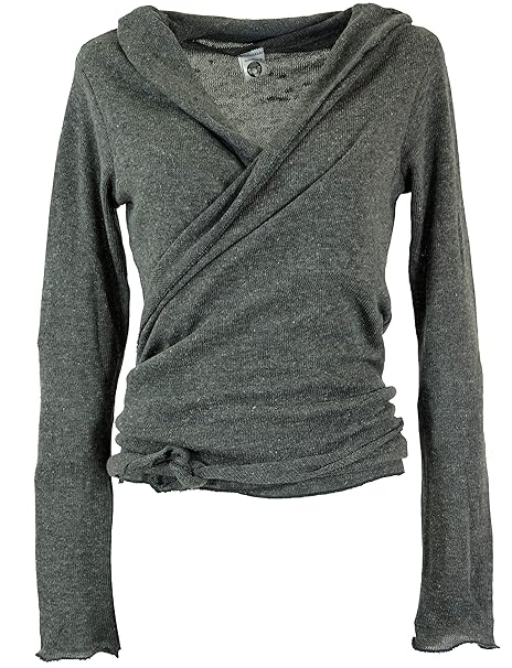 Guru-Shop Wickelshirt, Baumwollstrick Pullover, Damen, Grau, Synthetisch, Size:38, Pullover, Longsleeves & Sweatshirts Altern