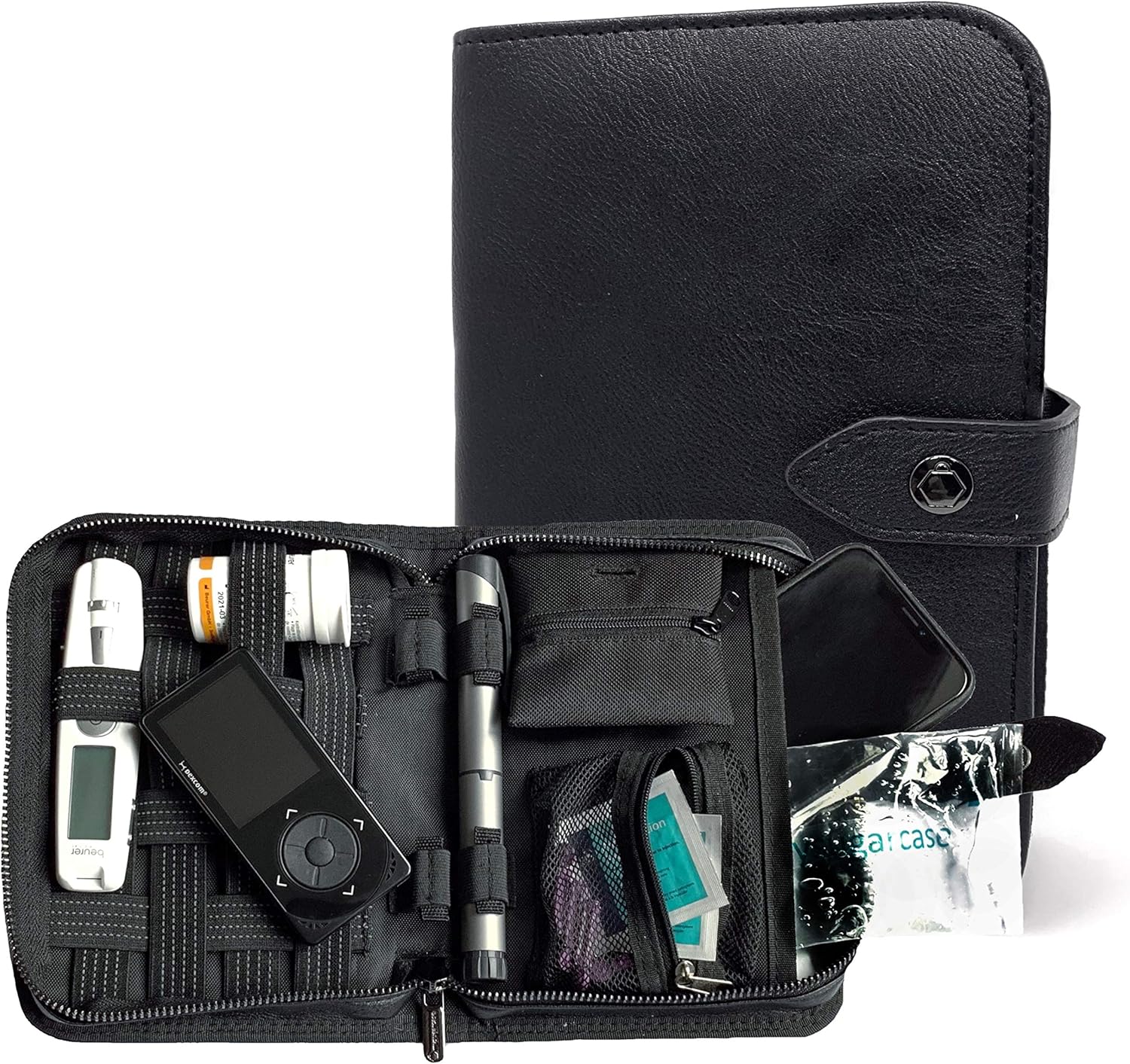 Organizer SCOLA - Premium Diabetes & Medication Travel Cooler Bag for Glucose Meter, Insulin, Test Strips, Keys, Credit Cards - Black: Health & Personal Care