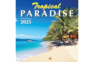 FAVOR PARTS Tropical Paradise 2025 Beaches Hangable Wall Calendar Full Page Months & Travel Vacation Beach Photography Organizing Planning Gift Him Her (2025 Paradise)
