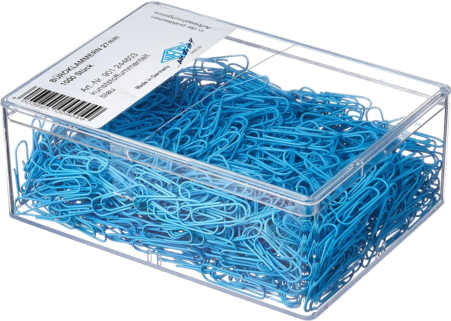 Wedo 9012446 Plastic Coated Metal Paper Clips 27 mm