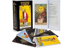 SMOONNF Tarot Cards Deck with Guidebook,78 Classic Tarot Cards Fortune Telling Game for Beginners,Durable Black Tarot Cards Set for Beginners to Advanced (Black)