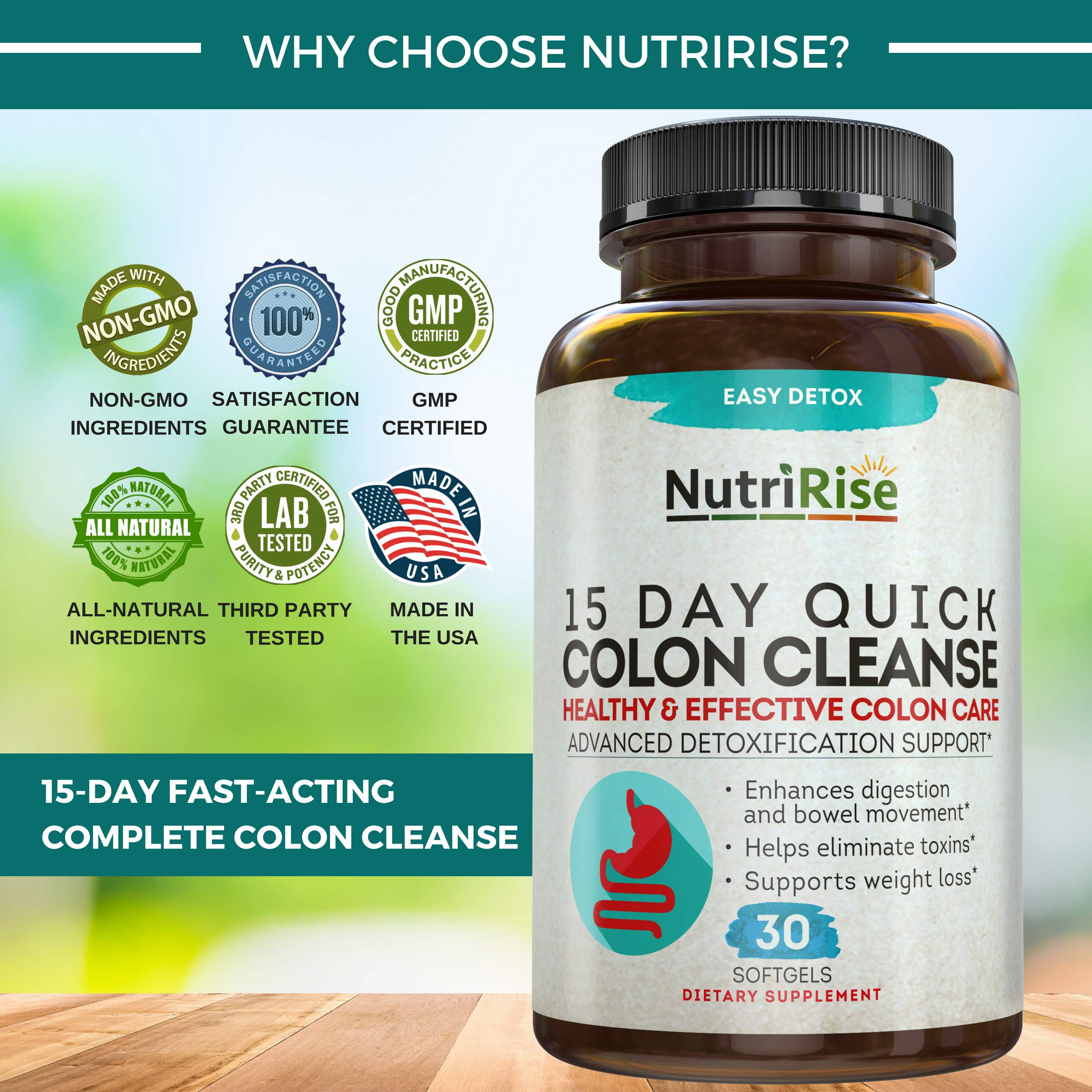 Colon Cleanser Detox for Weight Loss. 15 Day FastActing ExtraStrength