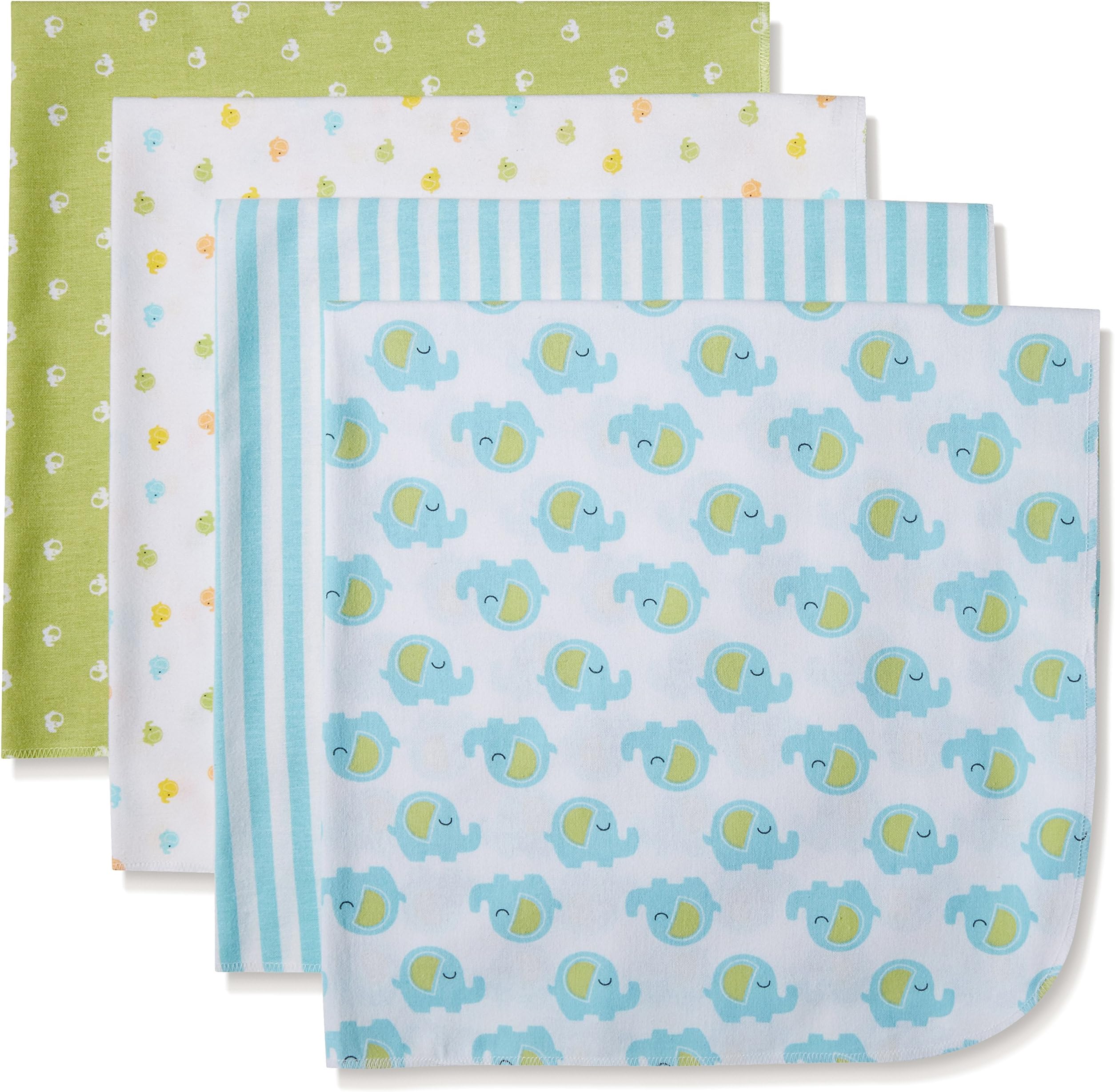 Gerber Unisex Baby 4 Pack Flannel Receiving Blanket Baby 4 Pack Flannel Receiving Blanket
