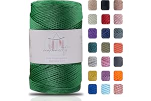Makromecity, Polyester Macrame Cord 2mm x 250 yards (750 feet) 2mm Polypropylene Benetton Green Macrame Cord Crochet Macrame Bag Cord Crafts for Wall Hangings, Bags, Underplate, Rug