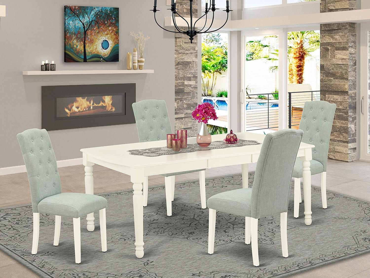 baby blue dining chairs