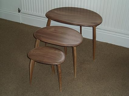 The Cotswold Workshop Ercol Style Pebble Table Hand Made In Black Walnut Nesting Tables In Black Walnut Amazon Co Uk Kitchen Home