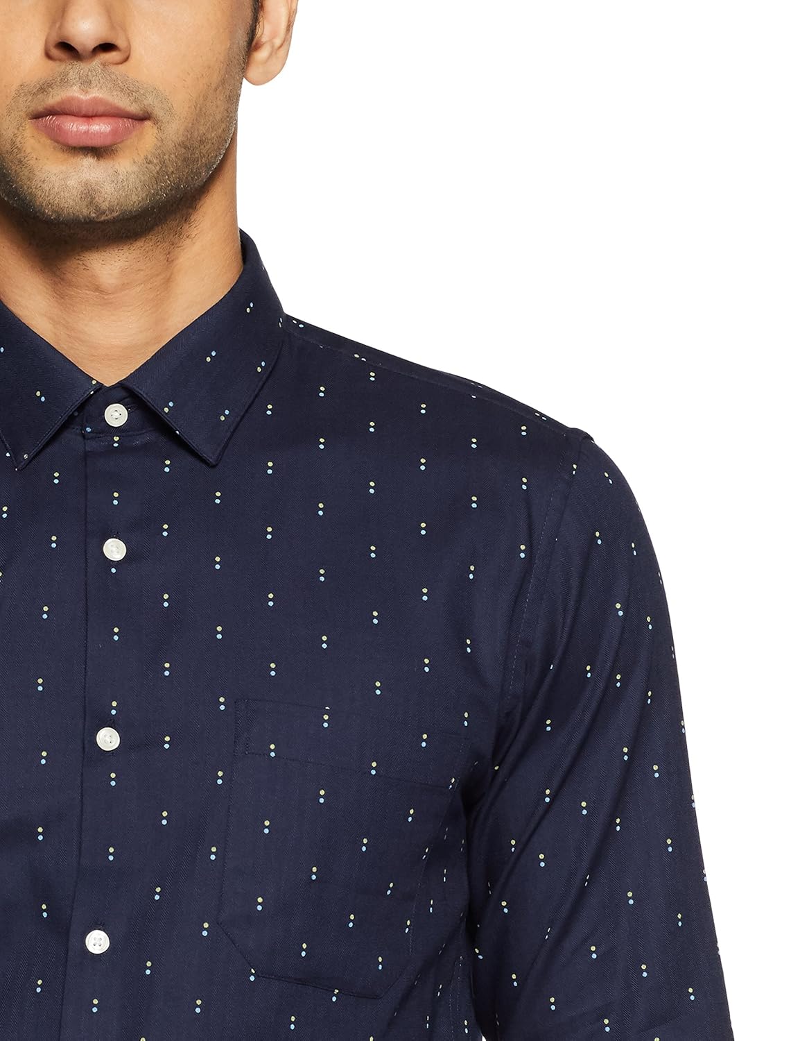 peter england men's printed slim fit cotton formal shirt