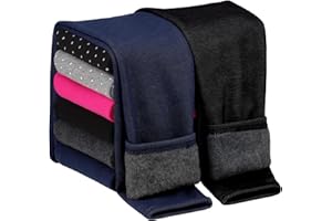 Cooraby 2 Pack Girls Cotton Fleece Lined Leggings Kids Thick Thermal Tights Winter Full Length Pants Warm Clothes