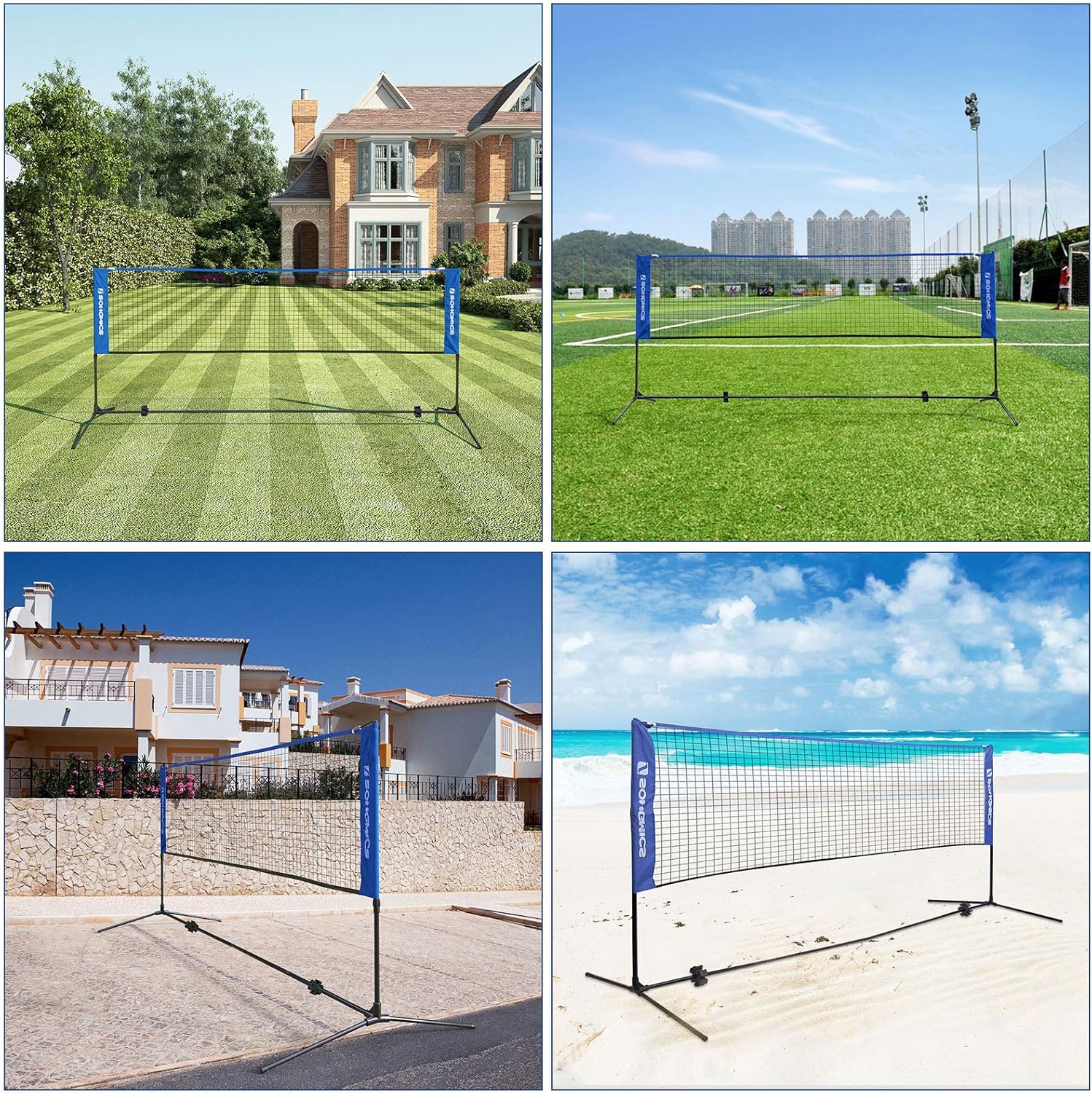 SONGMICS Badminton Net Set, Portable Sports Set for Badminton, Tennis, Kids Volleyball, Pickleball, Easy Setup, Nylon Net with Poles for Indoor Outdoor Court : Sports & Outdoors