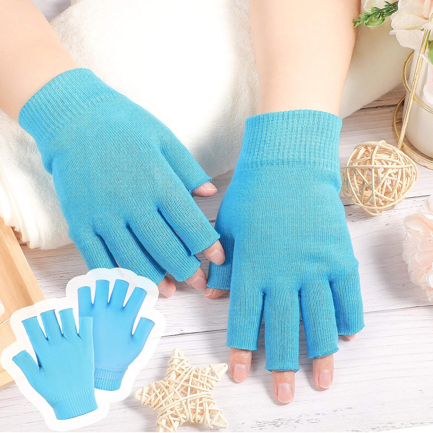 5 Pairs Moisturizing Gloves Fingerless Moisturizing Gloves Soft Moisturizing Gel Gloves for Dry Rough and Cracked Hands, Gel Spa Gloves Gel Lining Gloves for Softening Dry Cracked Hand Skin : Beauty