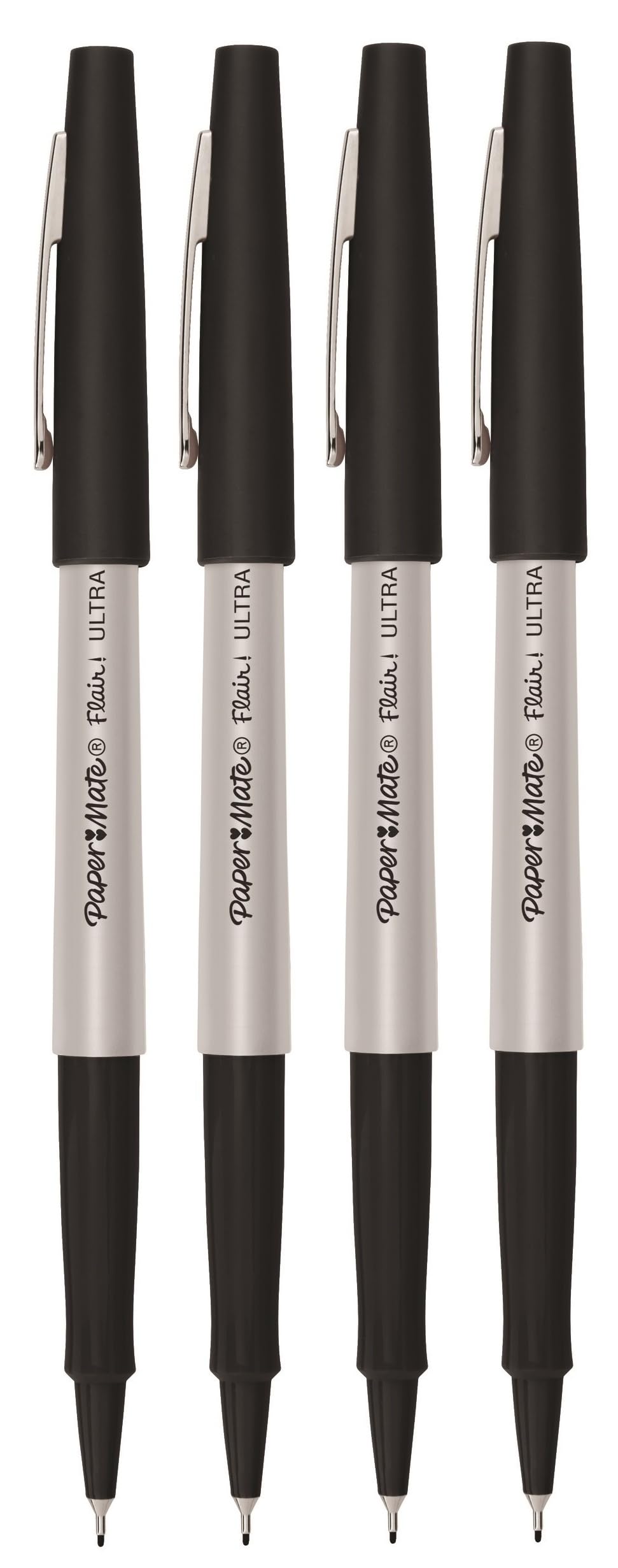 Paper Mate Flair Fineliner Pens - Ultra Fine Point 0.4mm - Black Ink - Pack of 4