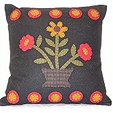Home Collection by Raghu Blooms Black Pillow, 14" x 14"