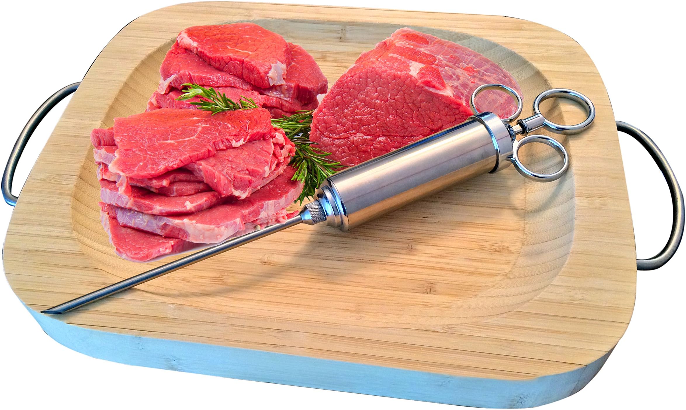Best Stainless Steel Meat Injector by AmazaChef Infuses and Locks Flavor Into Any Meat, Includes 2 Easy to Clean Marinade Needles, Enhance Your Home Cooked Meals Now!