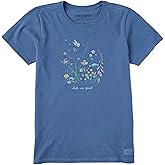 Life is Good Womens Crusher Tee Shirt, Short Sleeve Cotton Graphic T-Shirts, Realaxed Wildflowers