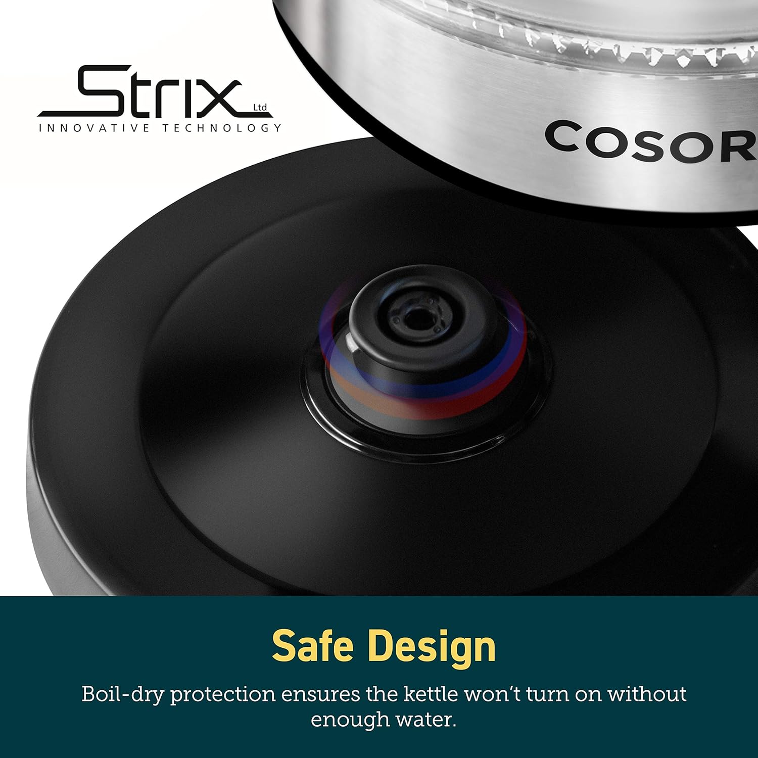 COSORI Electric Kettle Glass Hot Water Boiler & Tea Heater with LED Indicator Inner Lid & Bottom, Auto Shut-Off&Boil-Dry Protection, BPA Free, 1.7L, Black: Kitchen & Dining