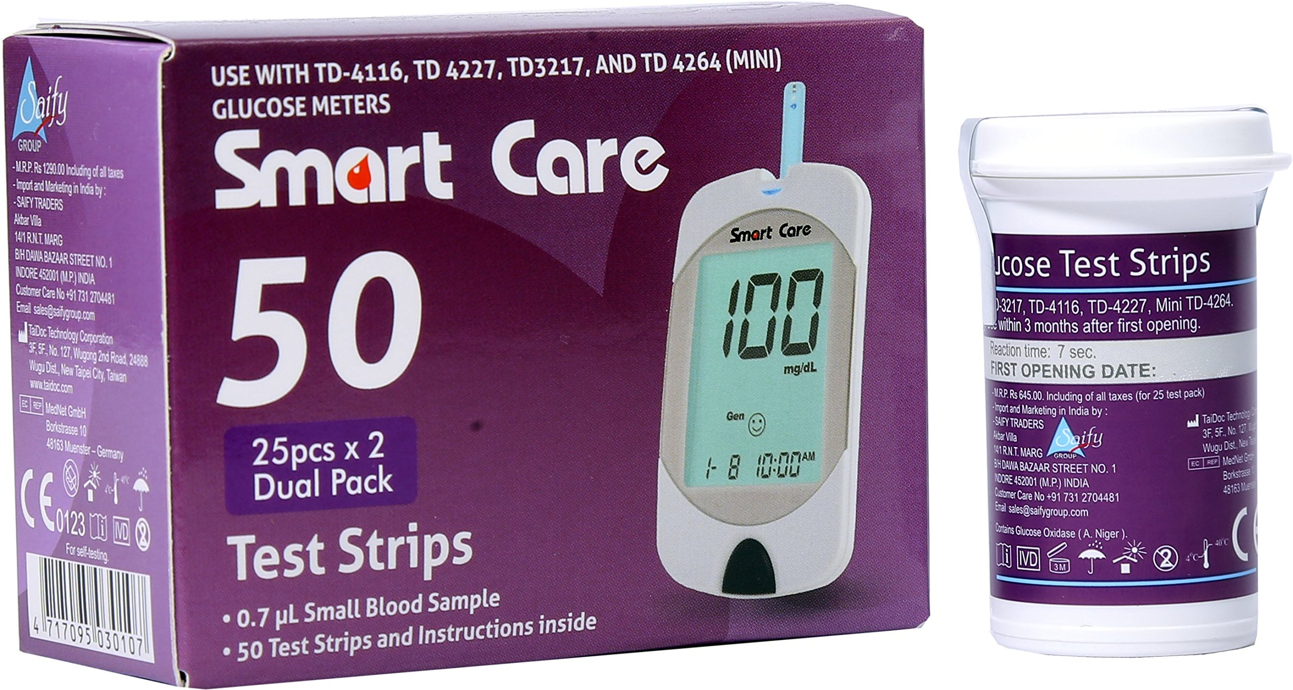 Buy Smart Care® Blood Sugar Test Strip 2 * 25 Blood Glucose Mete