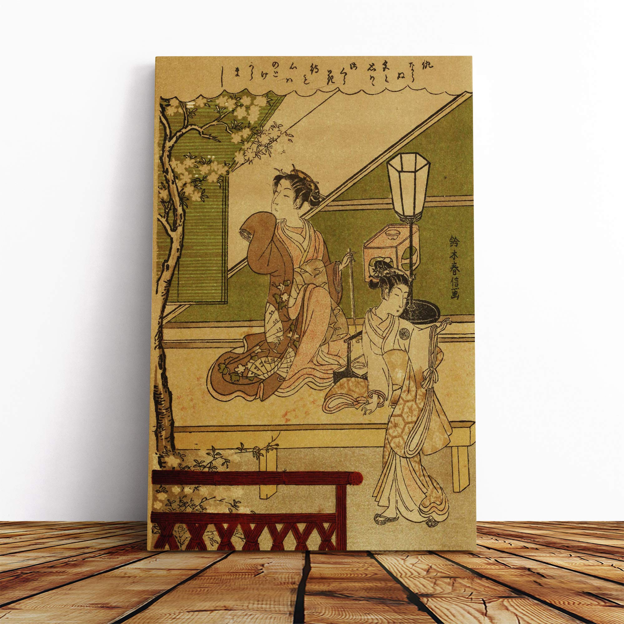Big Box Art Canvas Print Wall Two Women of The Yoshiwara Japanese Oriental Art | Mounted & Stretched Box Frame Picture | Home Decor for Kitchen, Living Room, Bedroom, Multi-Colour, 20x14 Inch