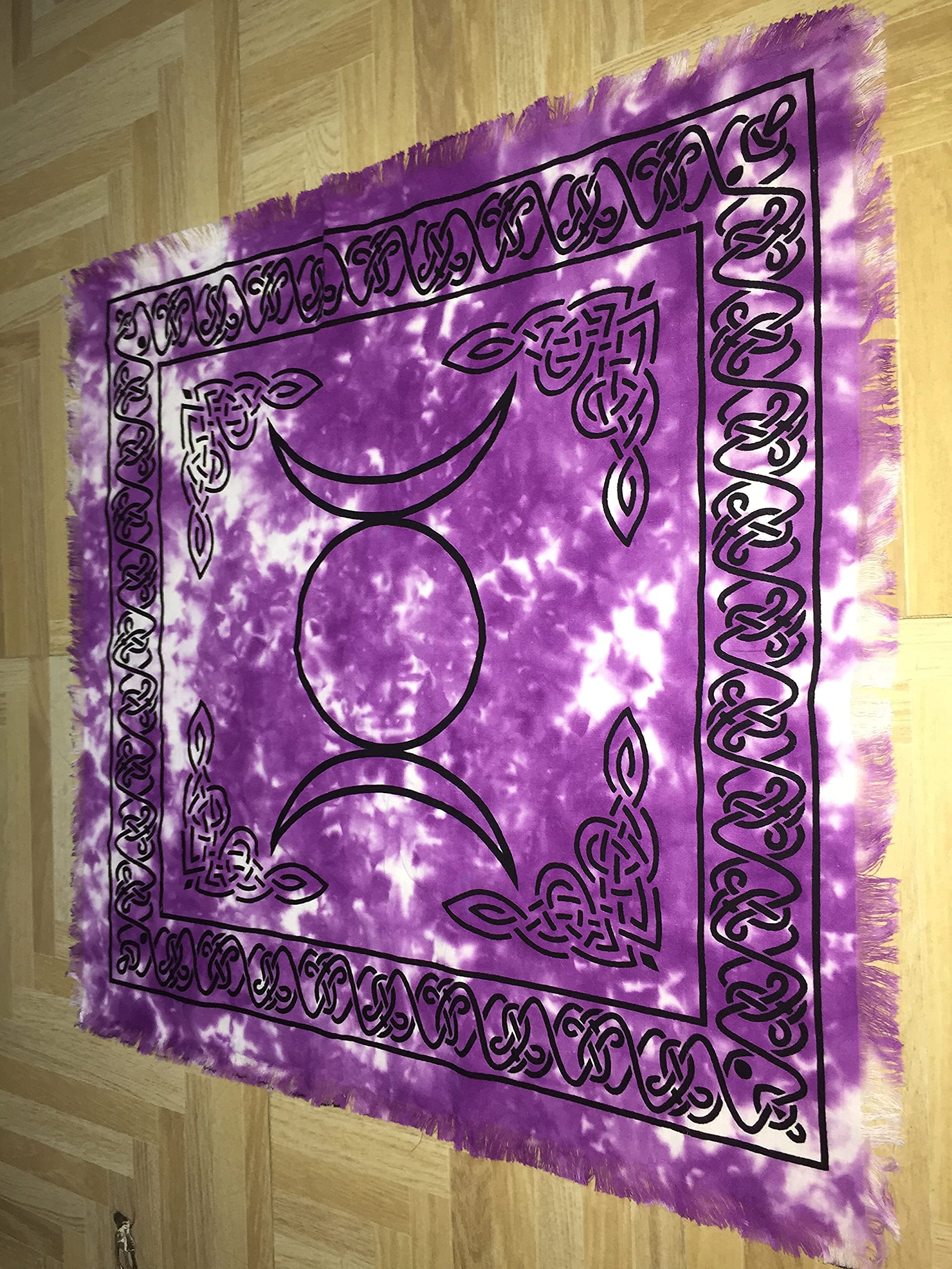 Indian Consigners Altar Cloth Purple Triple Moon Square 18